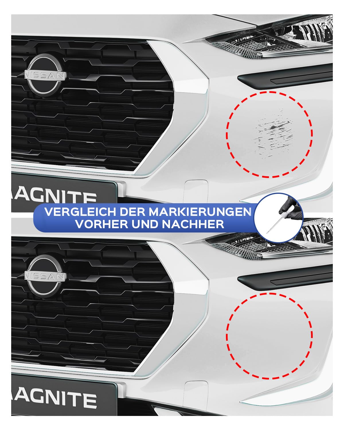 Penna a vernice per Nissan QAB Pearl White Tricoat - Corrispondenza esatta per chip e graffi