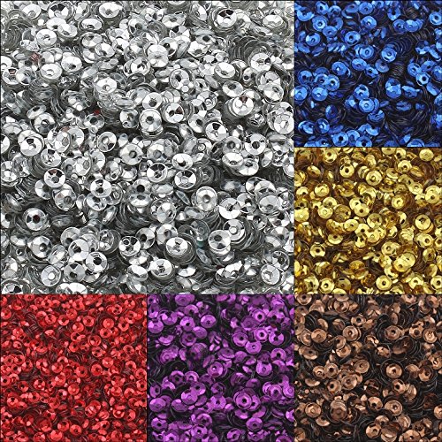 Perlin, 12000 pieces. Sequins Diameter 4 mm 10 Colours Set Bowl Domed for DIY Clothing and Jewellery Craft Metallic Crafts