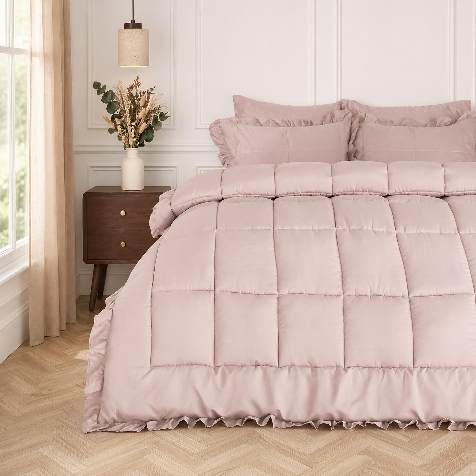 OHS Frill Edge Coverless Duvet King Size, 7.5 Tog Quilt Duvet - Natural