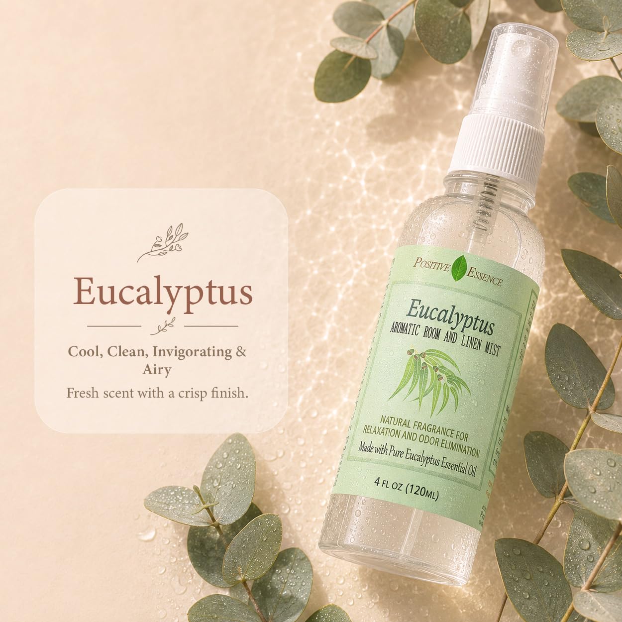 Spray d'ambiance Eucalyptus et lin en spray, parfum d'intérieur, 120 ml