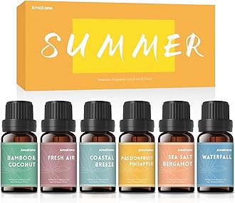 AmaKane Summer Essential Oils, Fragrance Oil for Soap Making, Candle Making Scents, Passionfruit Pineapple, Coastal Breeze and More, Diffuser Oils Scents for Home, Aromatherapy Oils 6x10 ml