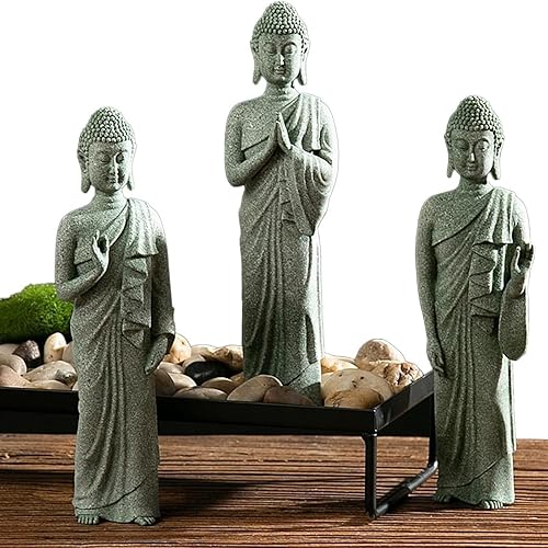 Miniatura 3 de Estatua de Buda para acuario, estatua de Buda de pecera, decoraciones de estatua de Buda de piedra arenisca natural, esculturas de Buda para pecera,