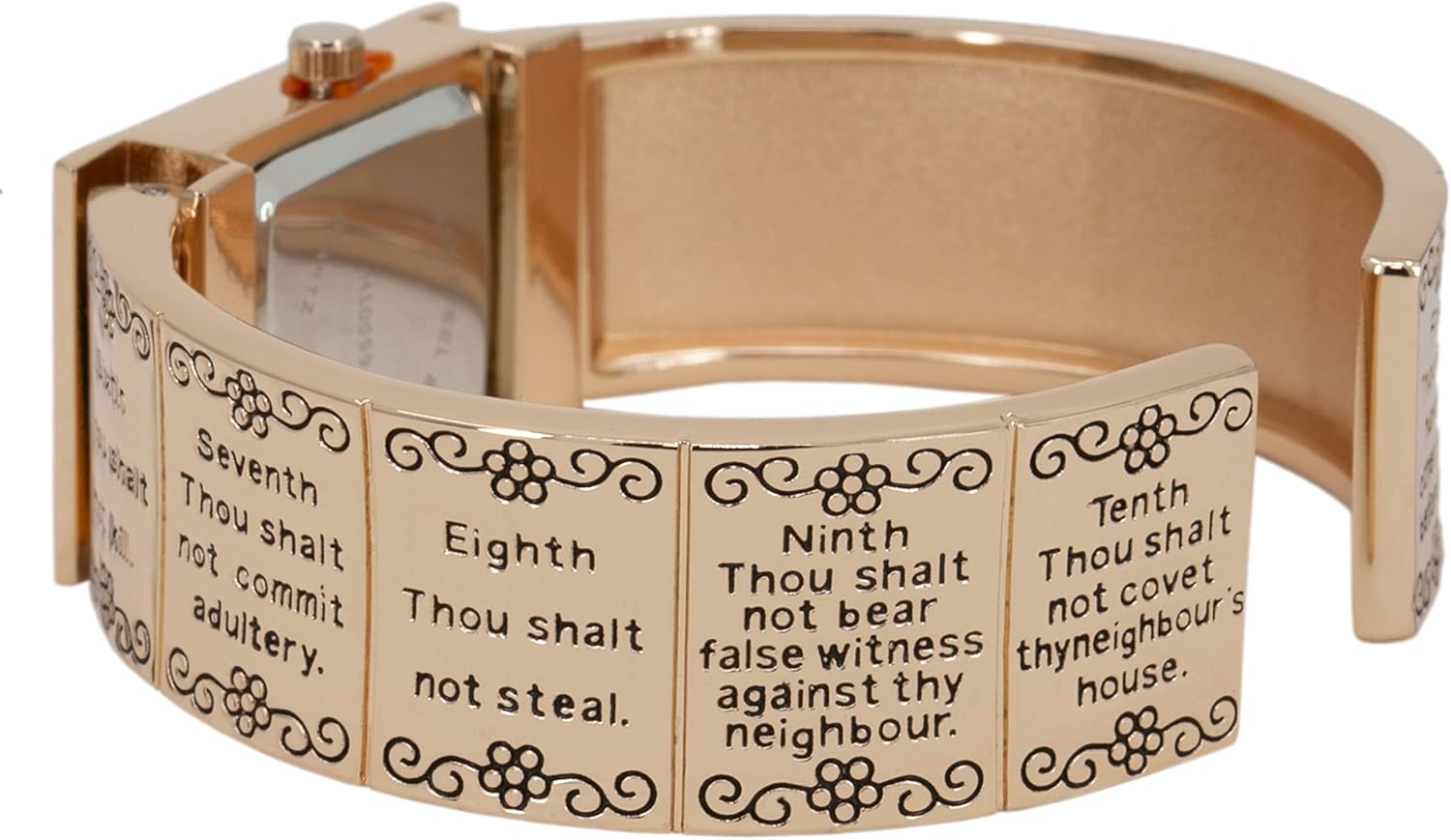 Blekon Collections Analog Quartz Women's 21mm Case Ten Commandments Cuff Bangle Watch
