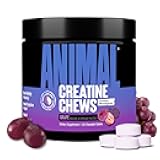 Animal Creatine Chews Tablets - Enhanced Creatine Monohydrate with AstraGin to Improve Absorption, Sea Salt for Added Pumps, Delicious and Convenient Chewable Tablets - Grape