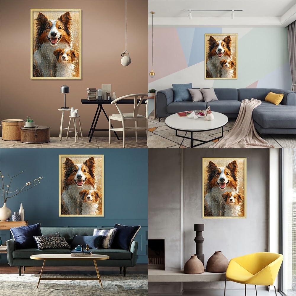 Portrait de Chiot Border Collie Puzzle pour Adultes 2000 pièces Casse-tête pour Car C'est Un pour Toute la Famille 70x100cm