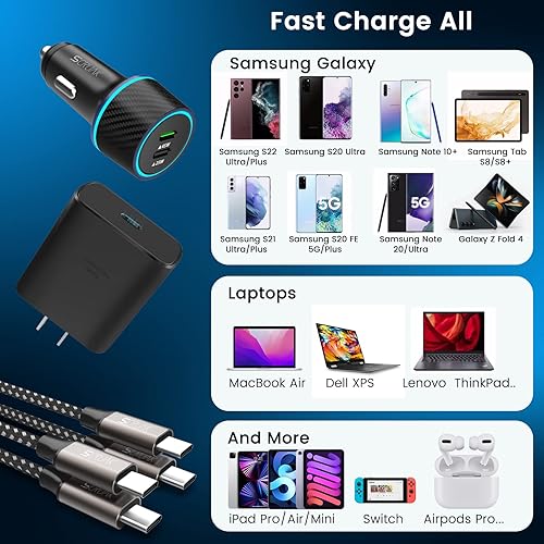 Miniatura 4 de Cargador Ultra S24 S25 tipo C, SCRUAK 45W PPS Cargador USB-C súper rápido de paredcoche para Samsung Galaxy S25 UltraS25+S25S24