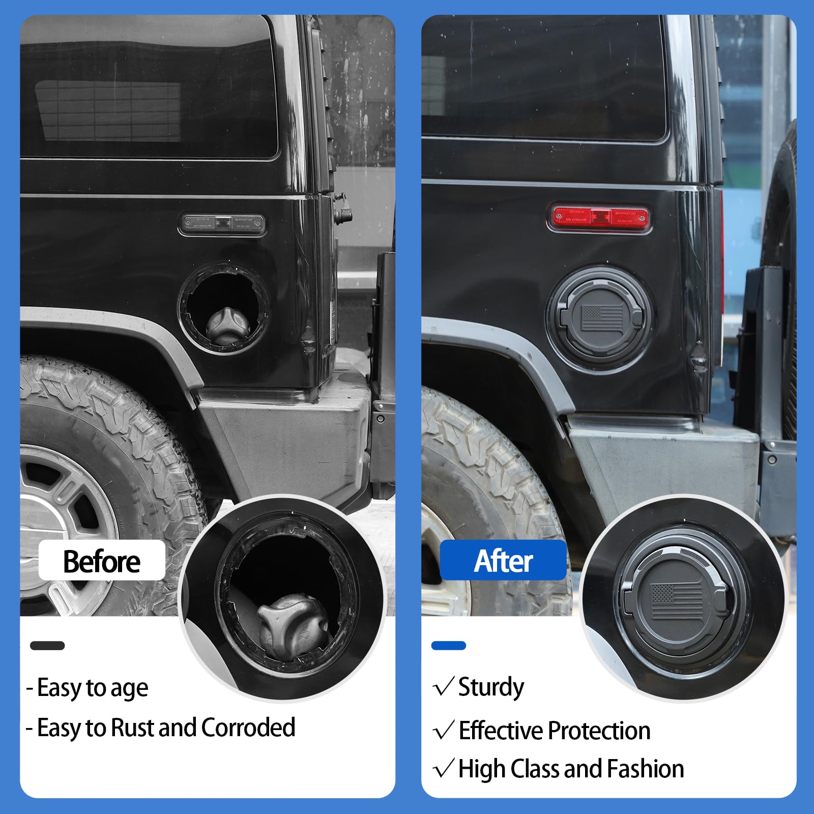 Locking Fuel Door For Hummer H2 2003-2009 - Aluminum Chrome Finish - Easy Install - New