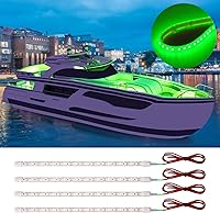 Vista 7 de Tiras de luz led verdes, tira de luz interior de 24 pulgadas 12V IP68 impermeable y cortable para coche, motocicleta, barco, carrito de golf
