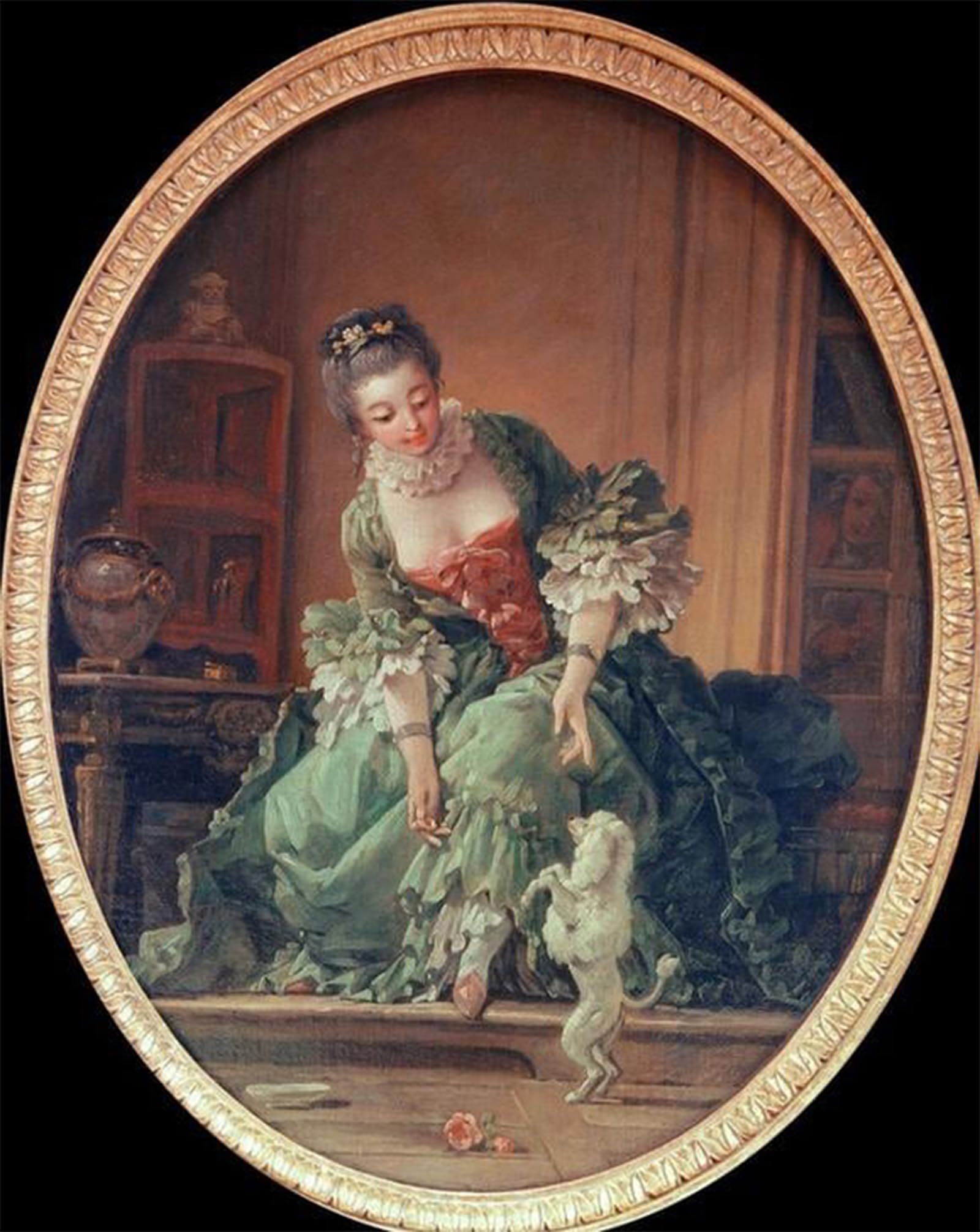 RZHRHJES Retro Picture Portrait Oil Painting Modern Wall Artwork The docile puppy dog by François Boucher Canvas Poster for Home Decor 60x90cm