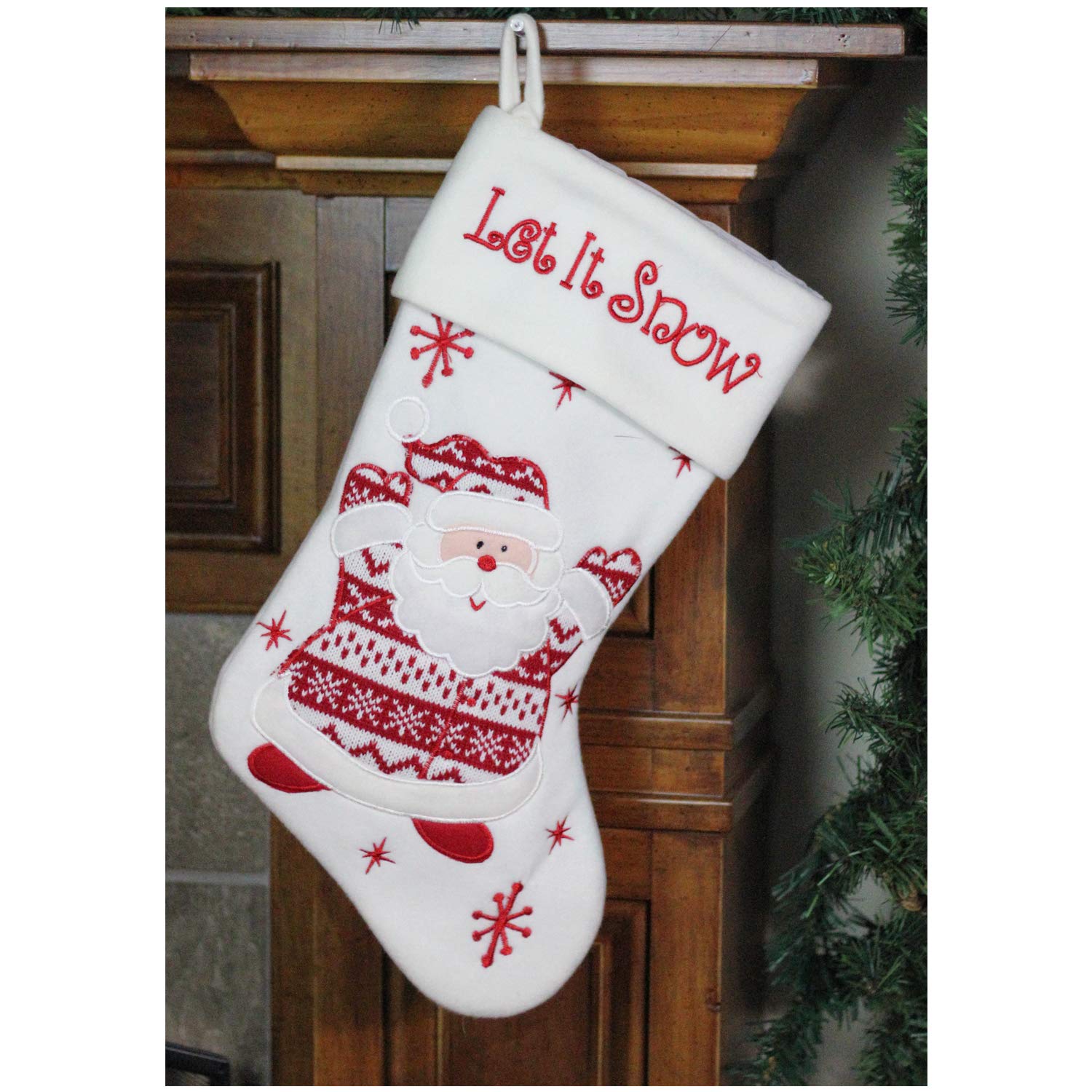 Amazon.co.jp: Northlight Let It Snow サンタクロース 刺繍クリスマス