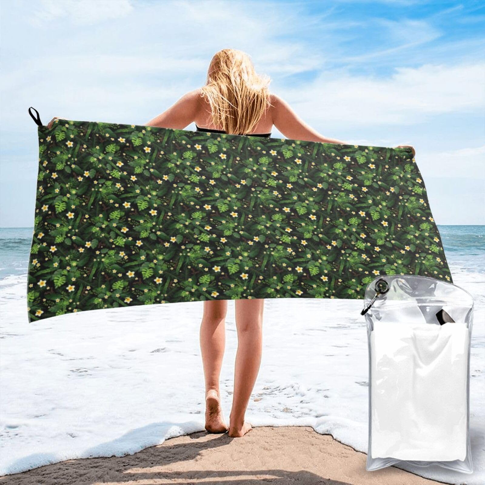 JBJGKHLP Hawaiian Print Quick Dry Portable Towel For Beach Camping Hiking Yoga Fitness Outdoor Adventures