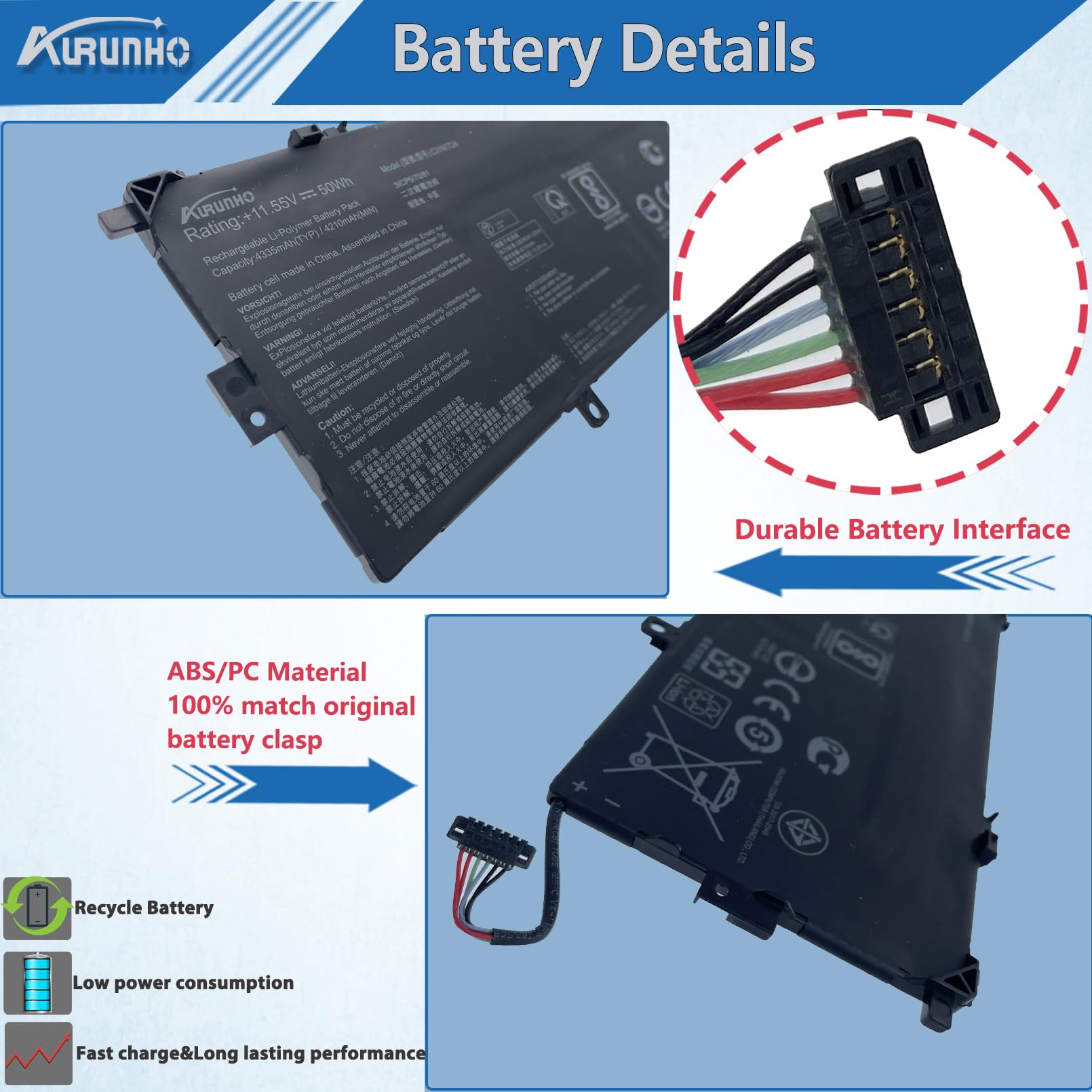Amazon.com: AURUNHO C31N1724 50Wh Laptop Battery Replacement for