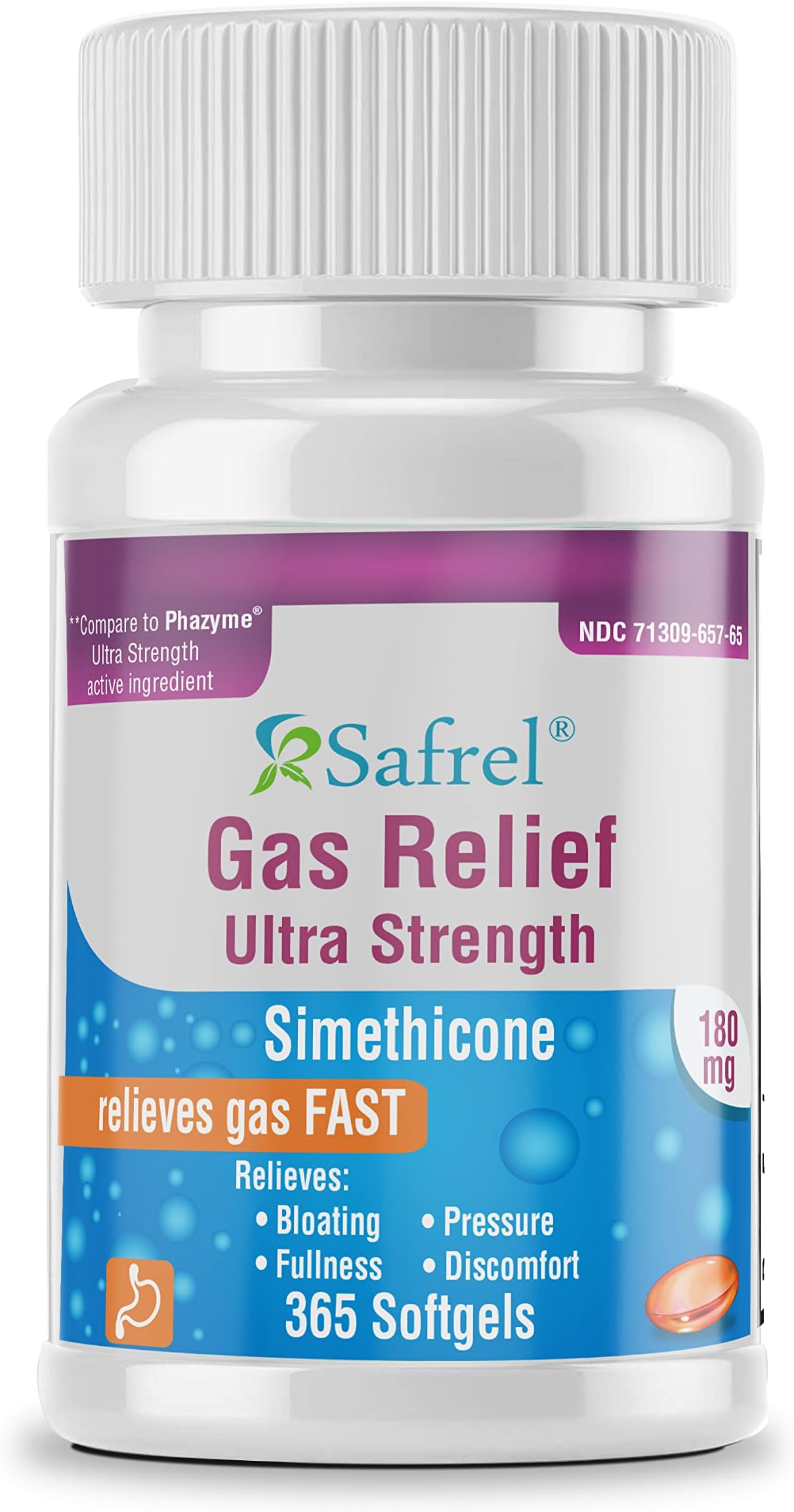 Gas Relief Simethicone 180 mg (365 Softgels) | Relief from Flatulence, Bloating, Stomach Discomfort and Gas Pressure | Relieves Gas Fast | Generic for Phazyme Ultra Strength