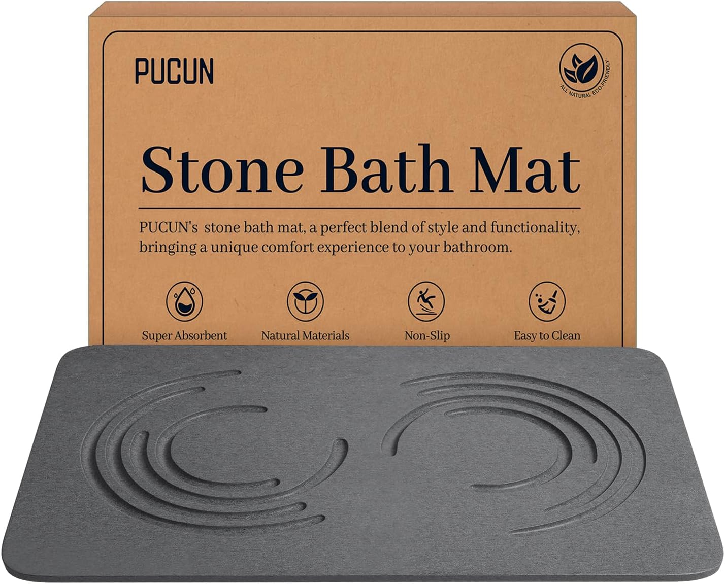 Amazon.com: PUCUN Stone Bath Mat Diatomaceous Earth Shower Mat,Quick Drying Diatomite Bath Stone ...