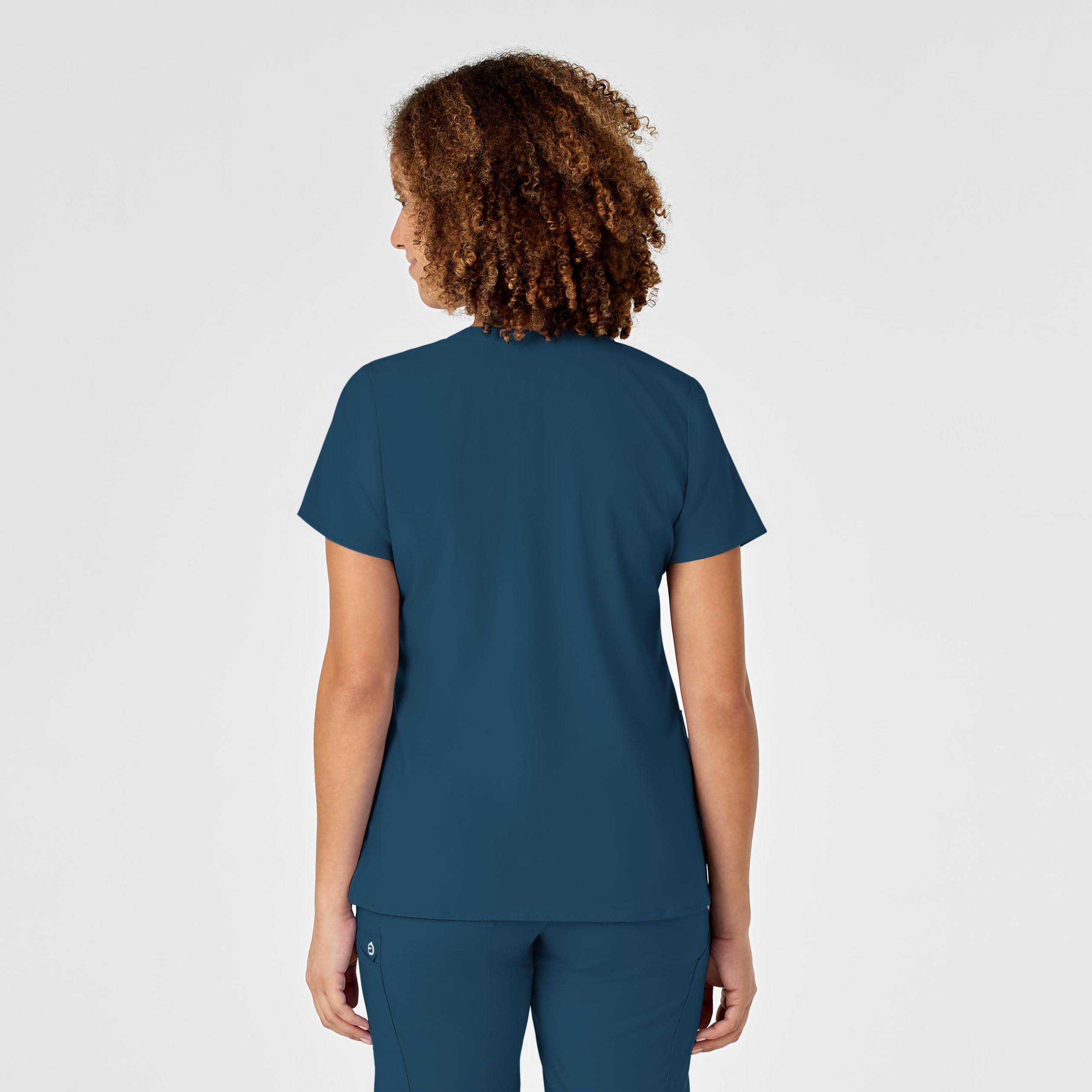WonderWink Women's Plus-Size Women's Mock Wrap Top Shirt, Caribbean Blue, 4-XLarge