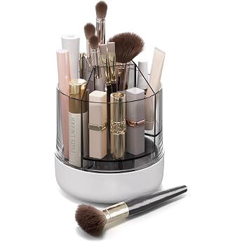 CTIME 360&deg; Rotating Makeup Organiser with 5 Different Height Compartments for Brushes, Lipsticks, Nail Polish &amp; Pens, Cosmeti