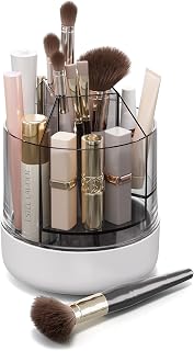 CTIME 360° Rotating Makeup Organiser, 5-Tier Compartment Holder for Makeup Brushes, Cosmetic Storage for Lipsticks, Nail Polish, Dressing Table, Bathroom and Desk