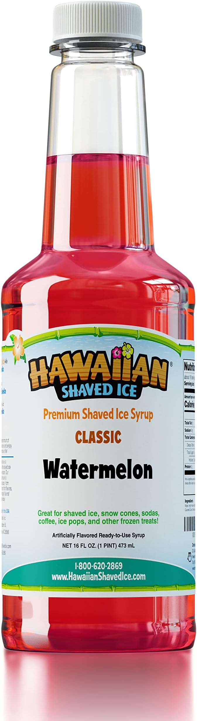 Hawaiian Shaved Ice Syrup, Watermelon, Pint