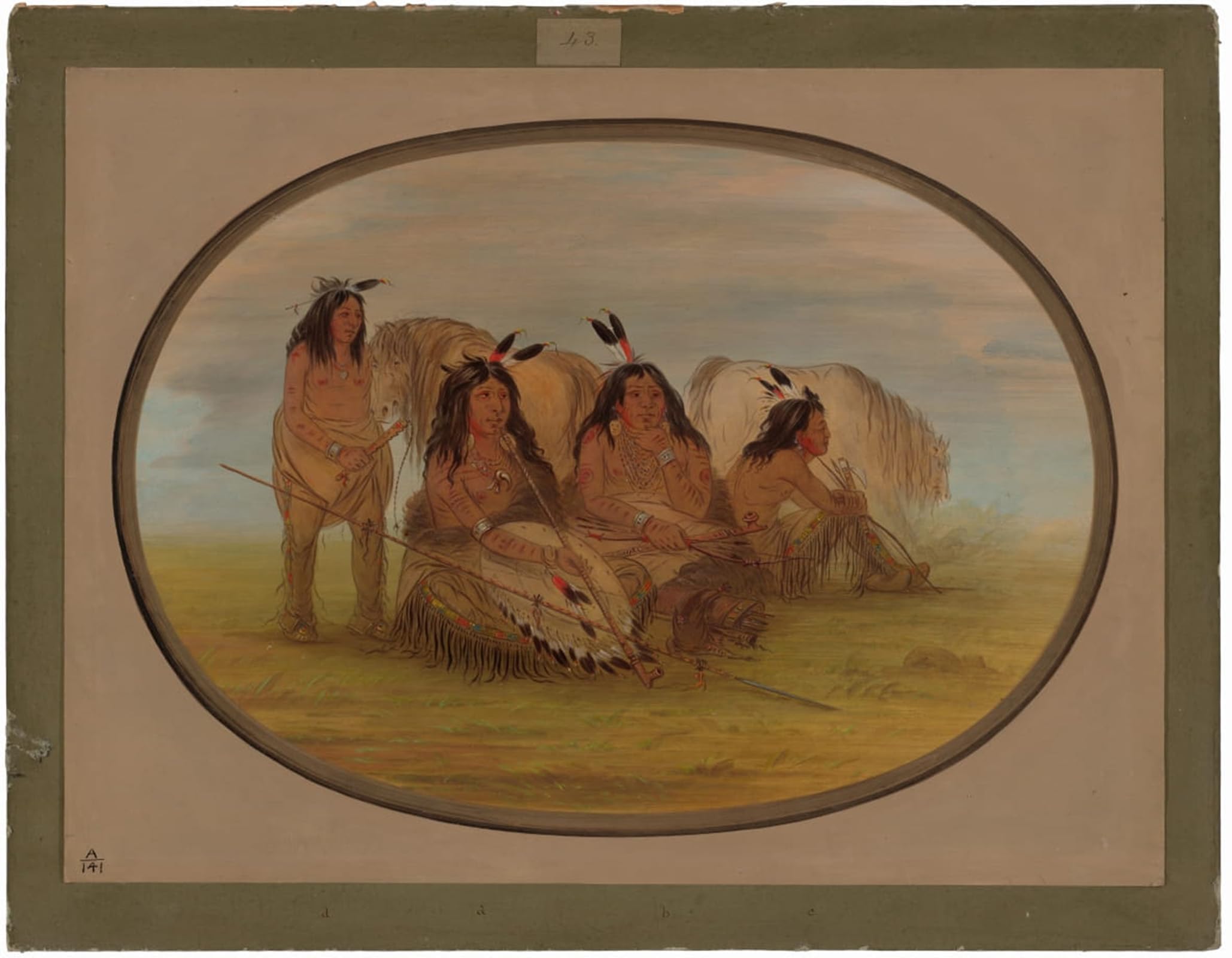POSTERIIk Vintage Print Pop Art Landscape Artwork Camanchee Chief with Three Warrioriess by George Catlin Art Prints for Office Home Decor 60x90cm