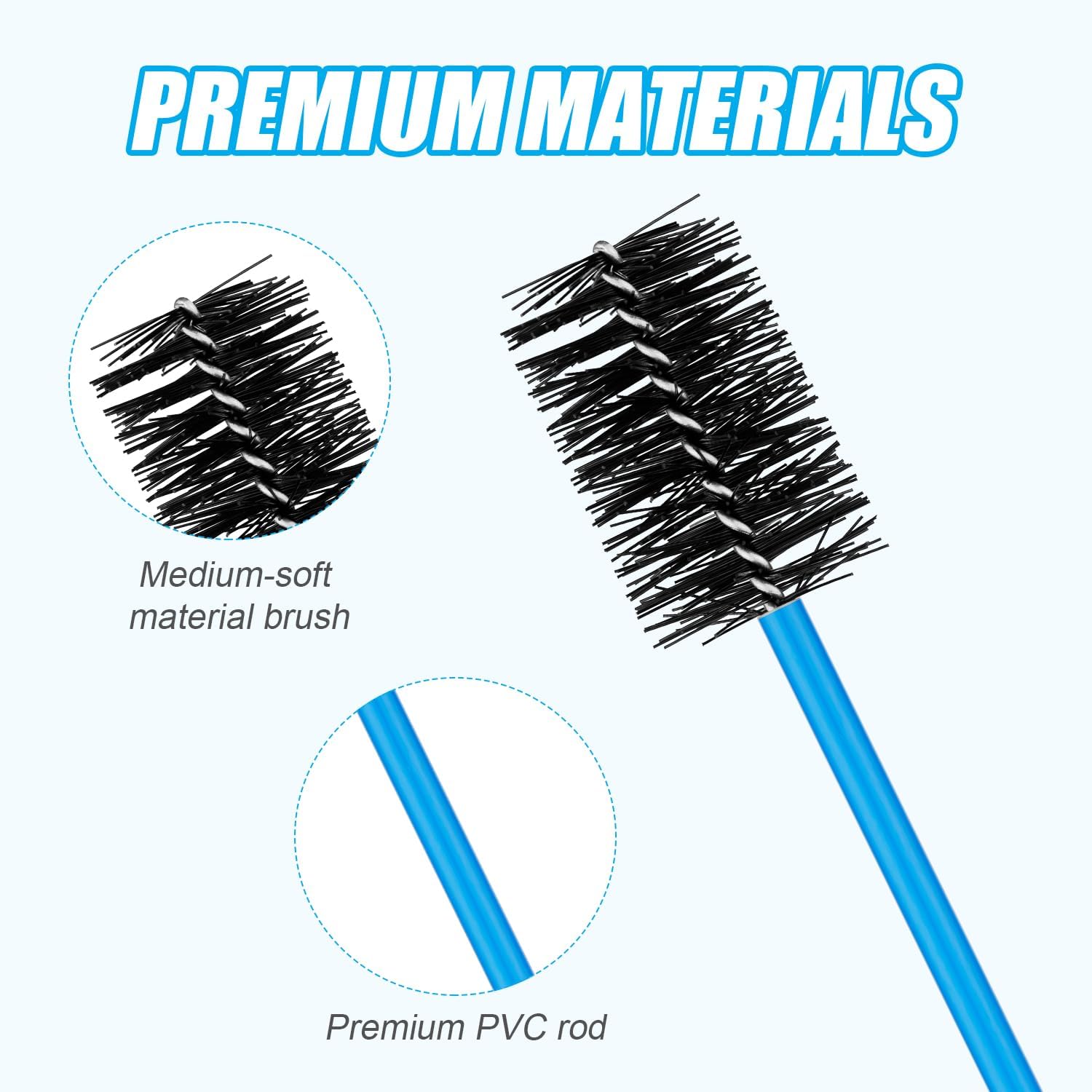 3pcs Condensate Flexible Drain Brush, Premium Nylon and PVC Condensate Drain Tube Cleaning Brush Flexible Drain Pipe Brush with Soft Brush Head Easily Clean Dirt Keep Condensate Traps Clean