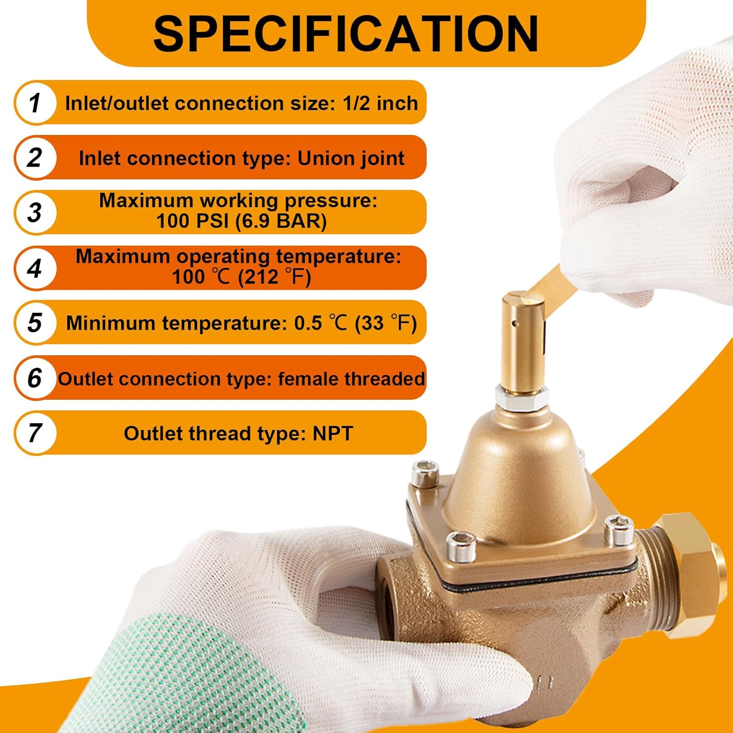 Replace for Watts 1156F, B1156F, S1156F High Capacity 1/2" Bronze Tubular Boiler Feed Water Pressure Regulator