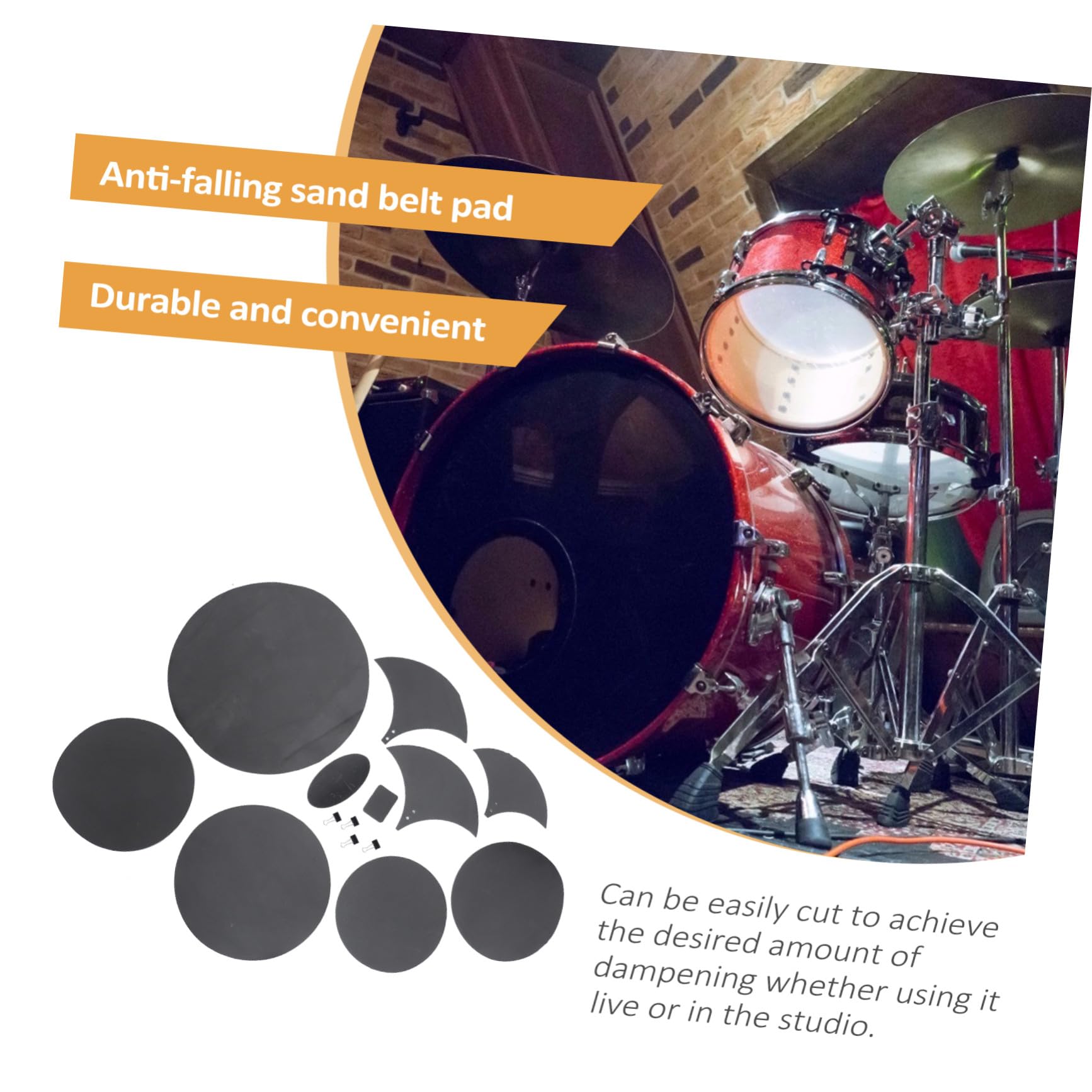 ibasenice Silent Drum Pad Kit 14-teilig Schlagzeugdämpfer Schlagzeug-dämpfer-pads Schlagzeugdämpfungspads Selbstklebende Rückseite für Schlagzeug und Becken