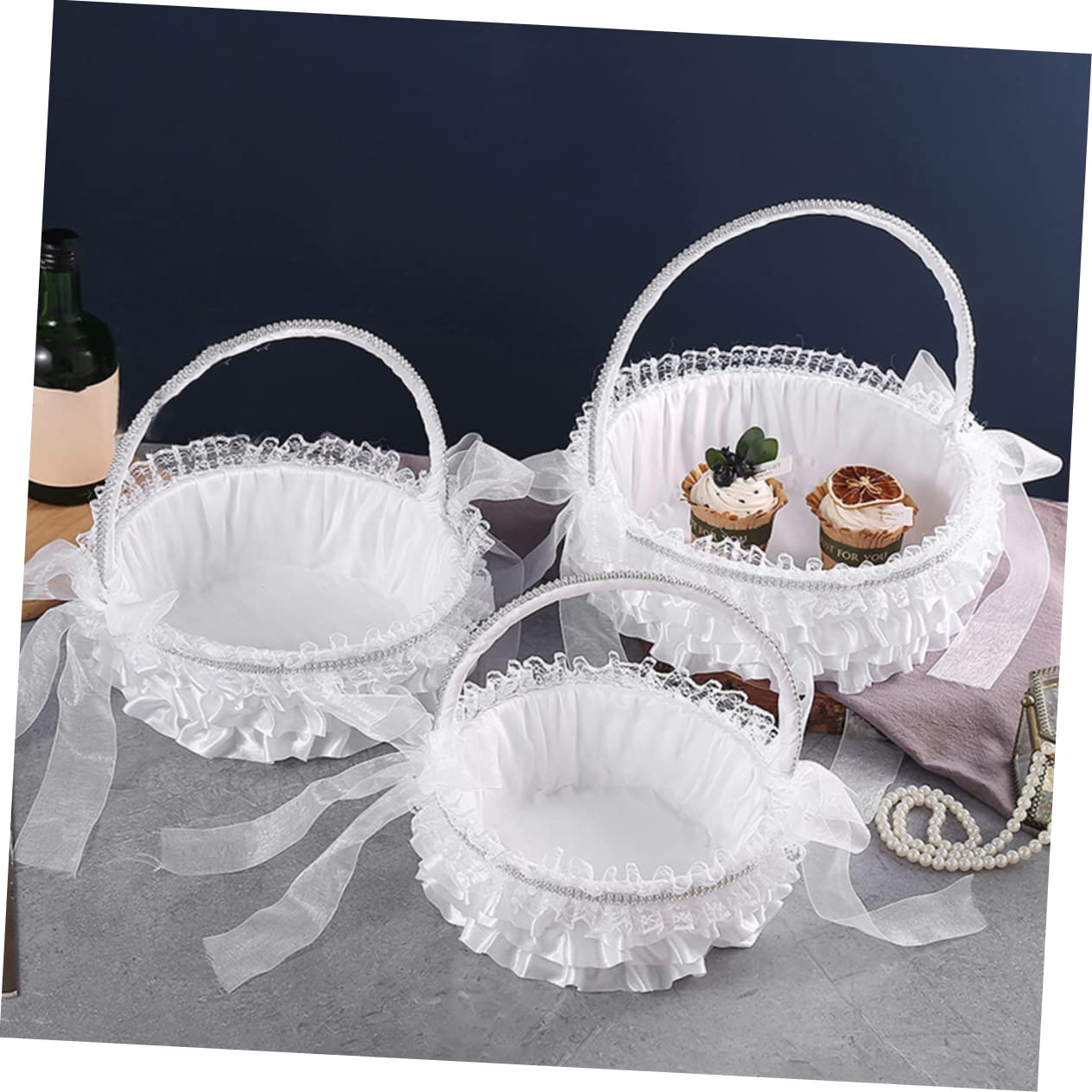 Alipis 2 Stücke Girlanden Hochzeit Korb Griff Spitze Dekoration Für Hochzeit Party