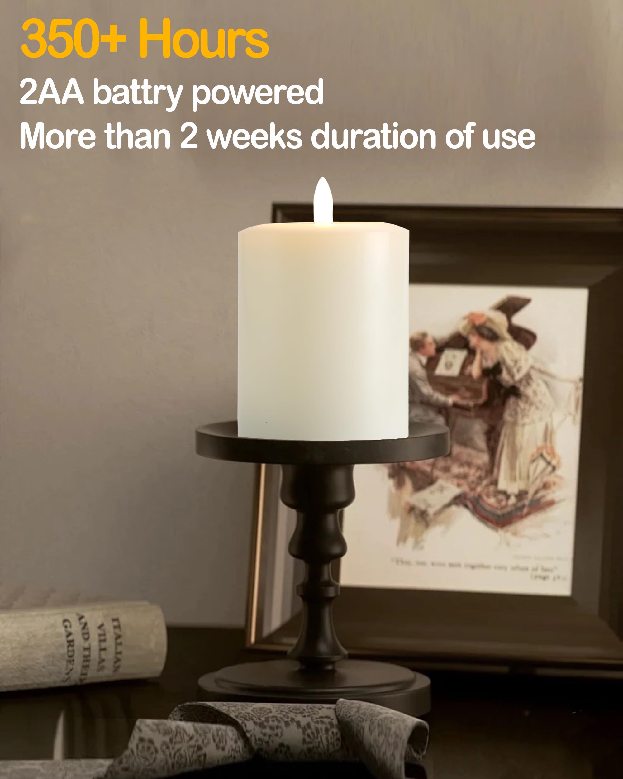 Gmnee Candele senza fiamma tremolanti 3"x4" con timer remoto, candele a LED