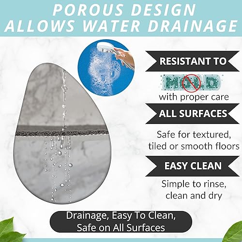 Miniatura 5 de Enkosi Loofah - Tapete de ducha antideslizante para duchas interiores, bañera, bañera, baño, PVC de secado rápido con agujeros de drenaje, agarre de