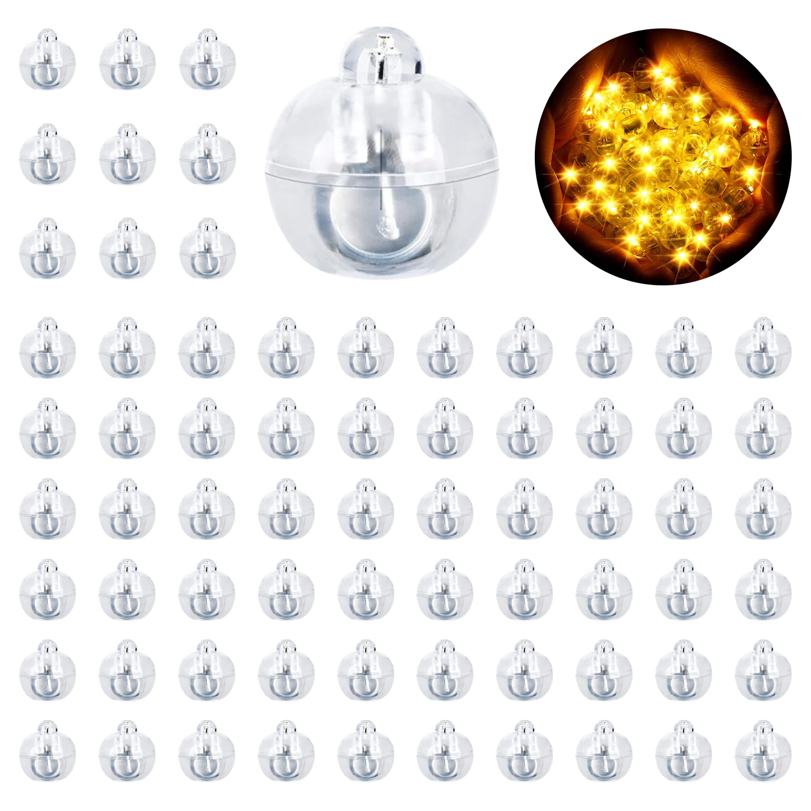 A.bigwhale Ballonlichter Mini Led, 60er Set Mini LED Lichter für Papier Laterne Luftballon Weihnachten Hochzeit Party Geburtstag Deko Tischdeko (Warmweiß), Lichterketten für Innen