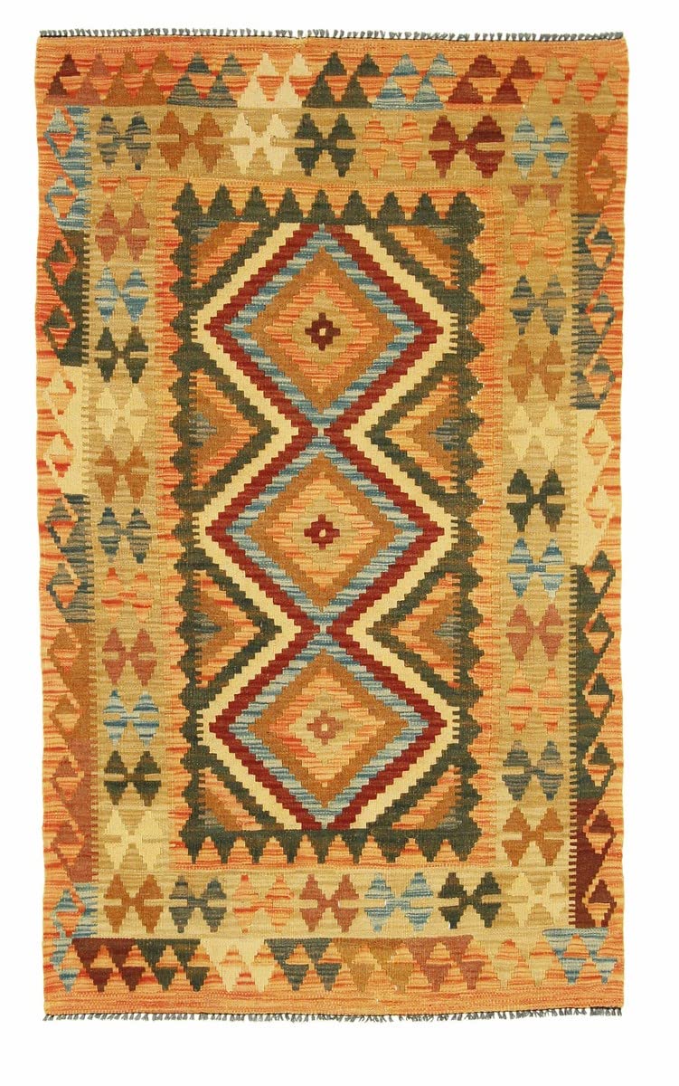 Tapis d'Orient Kilim Afghan en pure laine pour salon chaleureux