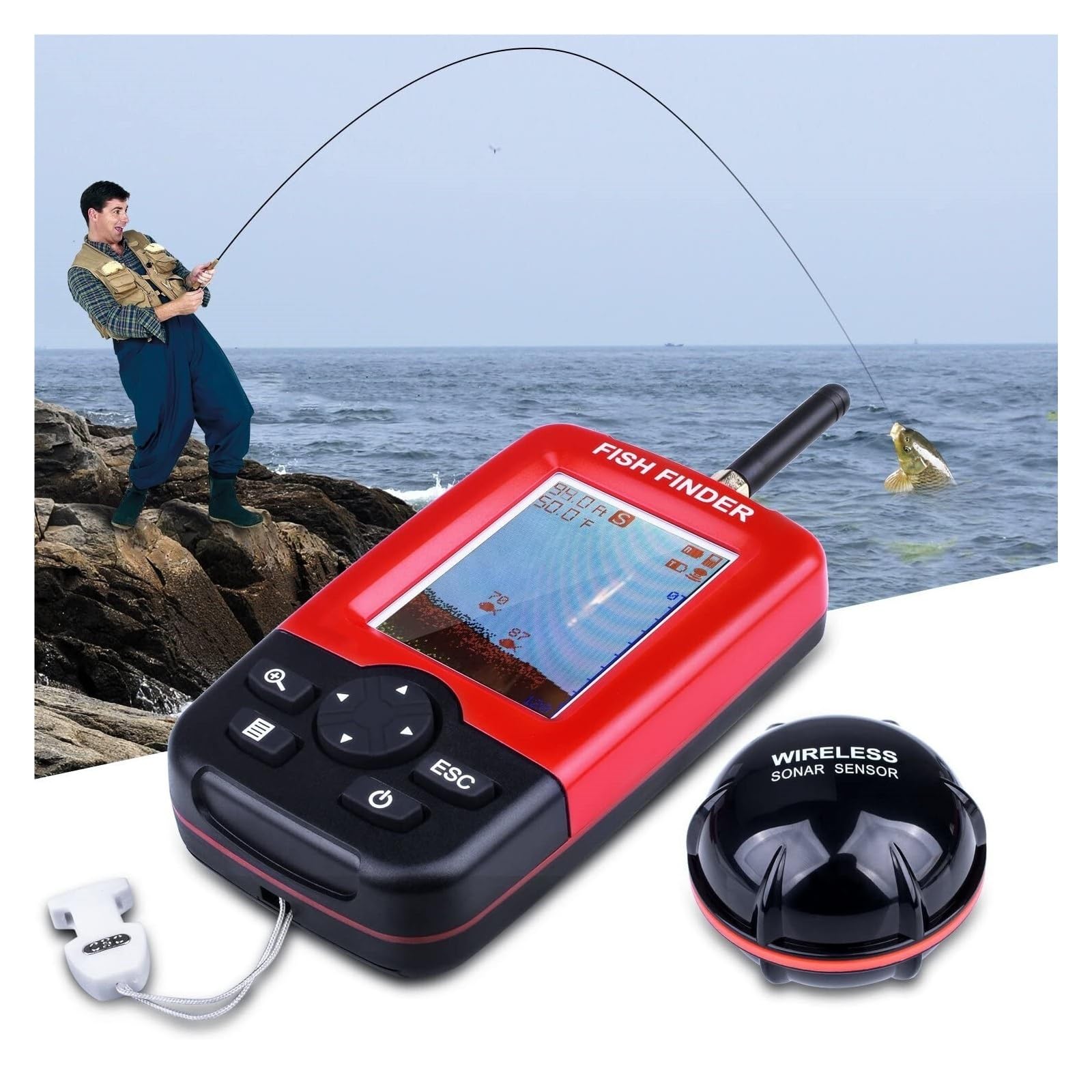 Ecoscandaglio, Rilevatore ecoscandaglio portatile wireless per da pesca