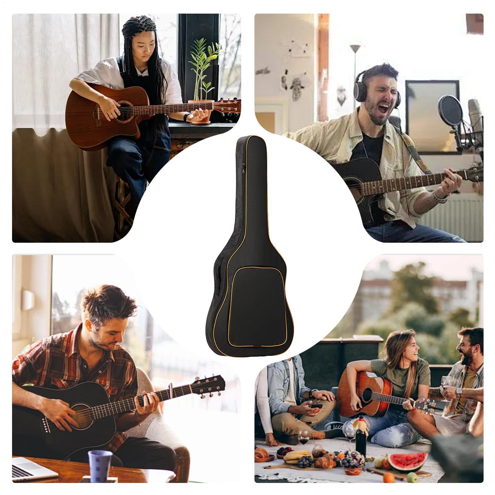 Maleta para guitarra clásica, bolsa para bajo, funda impermeable de tela Oxford gruesa para guitarra clásica - Oxford impermeable 0,19 pulgadas acolchado grueso, Atributo único, ver