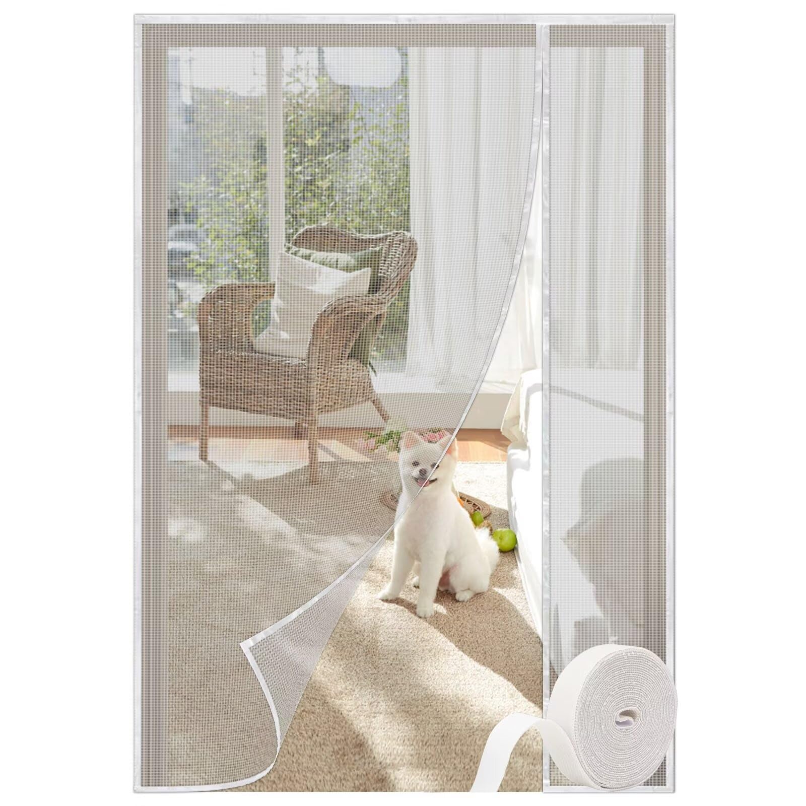Jespeed White B Magnetic Mosquito Net For Door 175X240cm, Insect Protection, Insect Screen Mosquito Nets Heavy Duty Hands Free For Balcony Sliding Doors Living Room, White