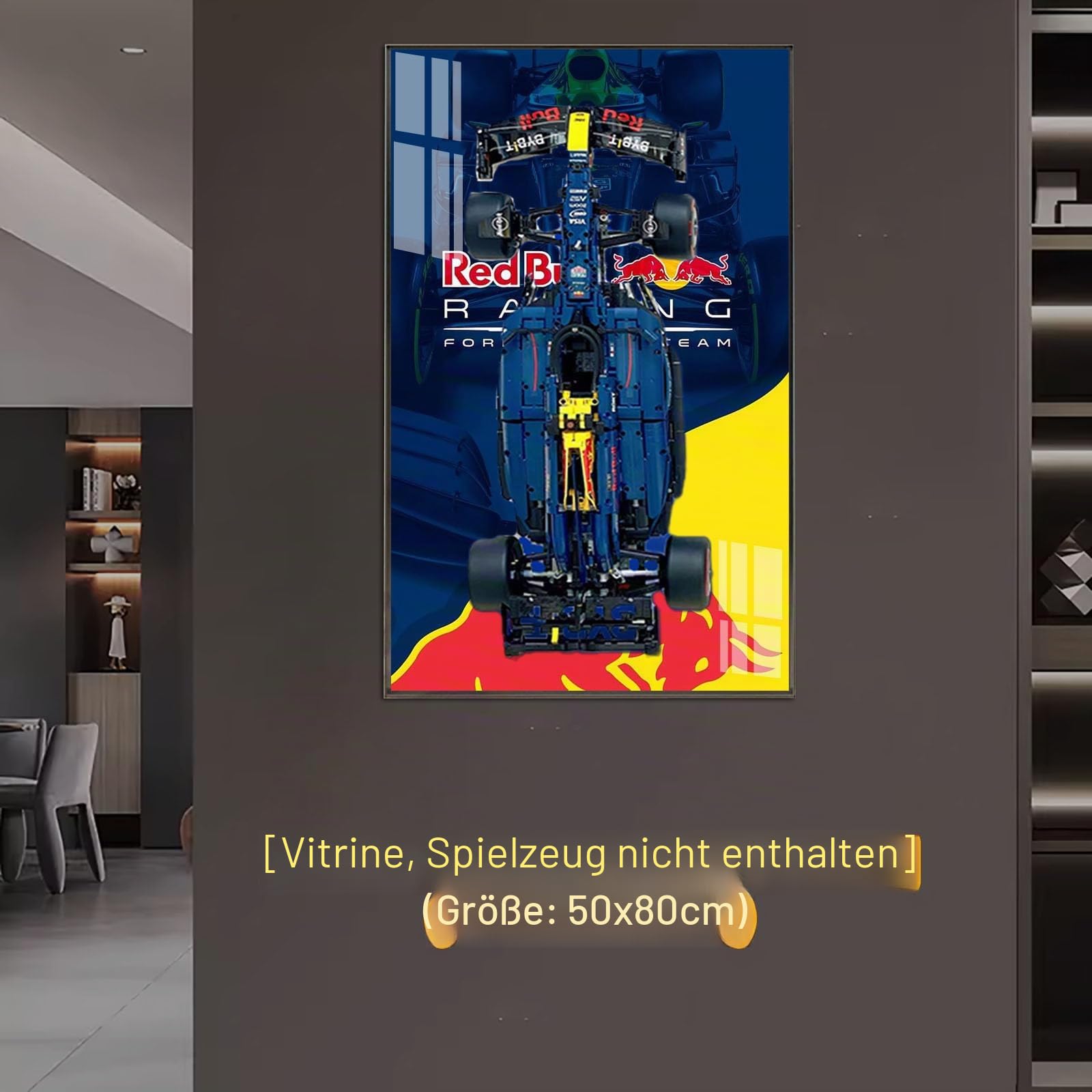 Display Wall Board for Lego Tech*NIC Oracle Red Bull Racing RB20 F1 Car, 80X50 cm Display Board for Lego 42206 Car Wall Mount (Without Model) (B)