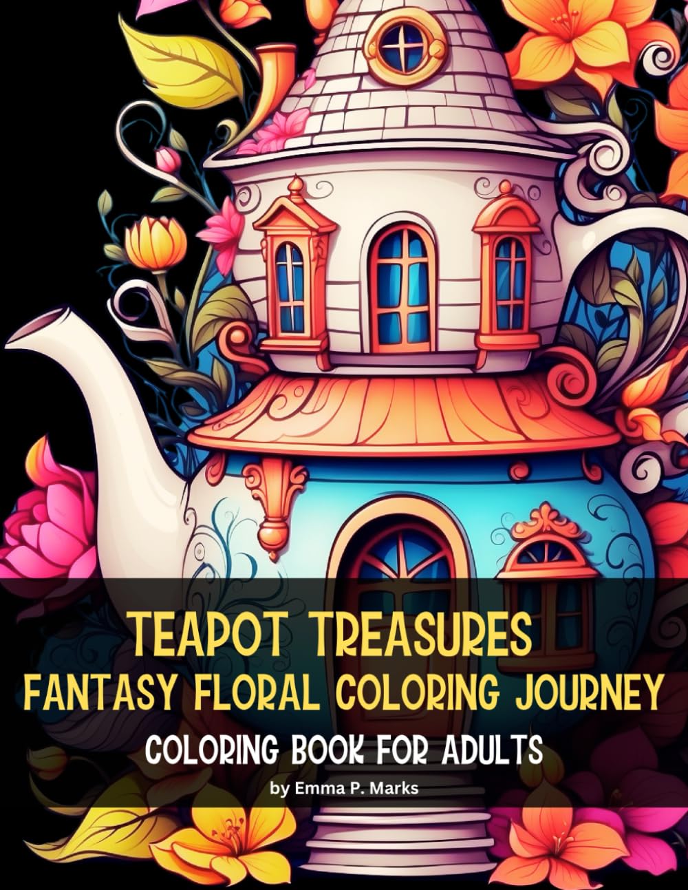 Teapot Treasures: Fantasy Floral Coloring Journey: 50 Unique Designs Coloring Book for Adults | Each Page Unfolds a Delightful Tapestry of Whimsical ... a Canvas For Creativity and Relaxation.