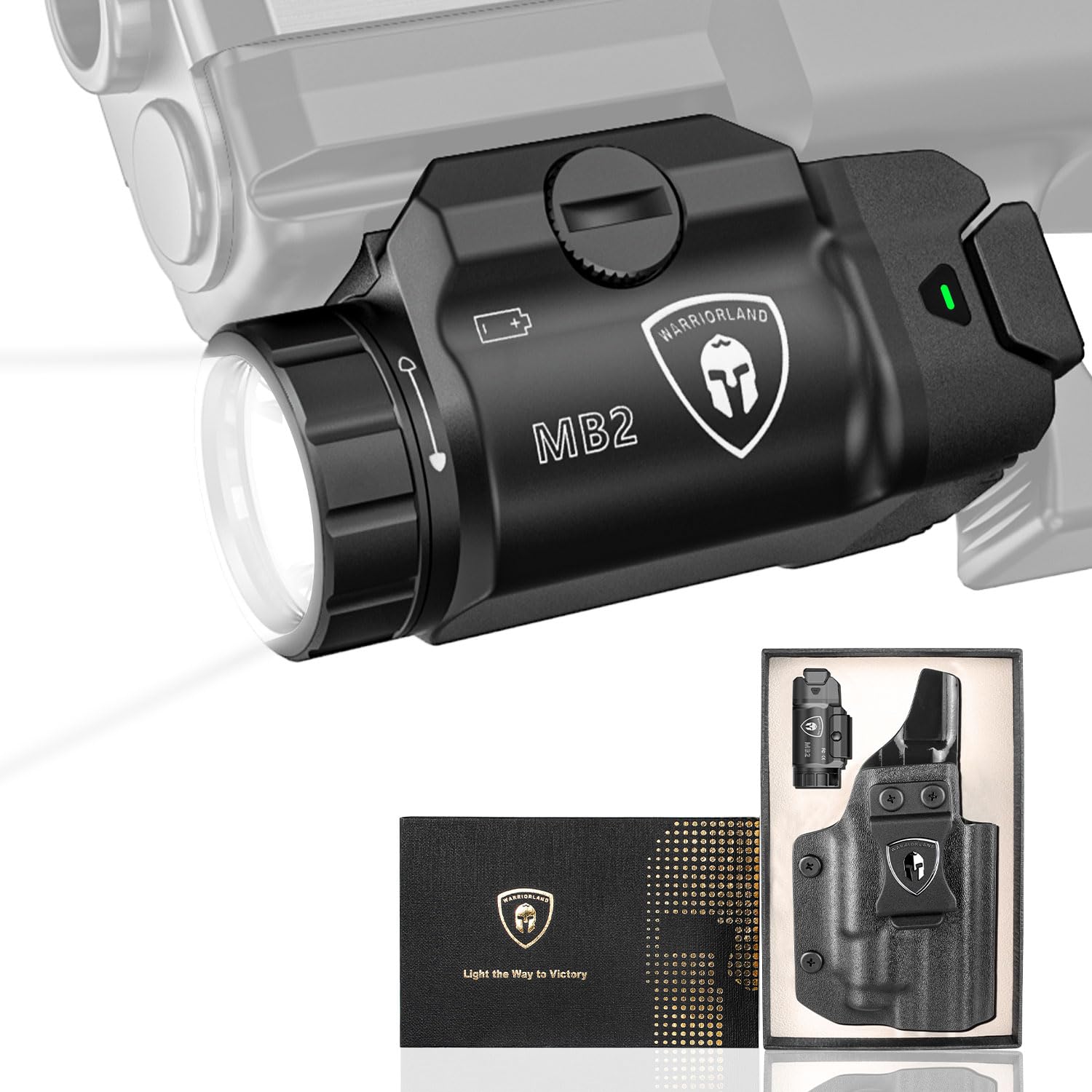 WARRIORLAND 500 Lumen White LED Tactical Light with M&P 9mm Shield EZ IWB Kydex Holster Combo-Compact Rail Mounted Weapon Light,with Battery Included (MB2/MPS9EZ)
