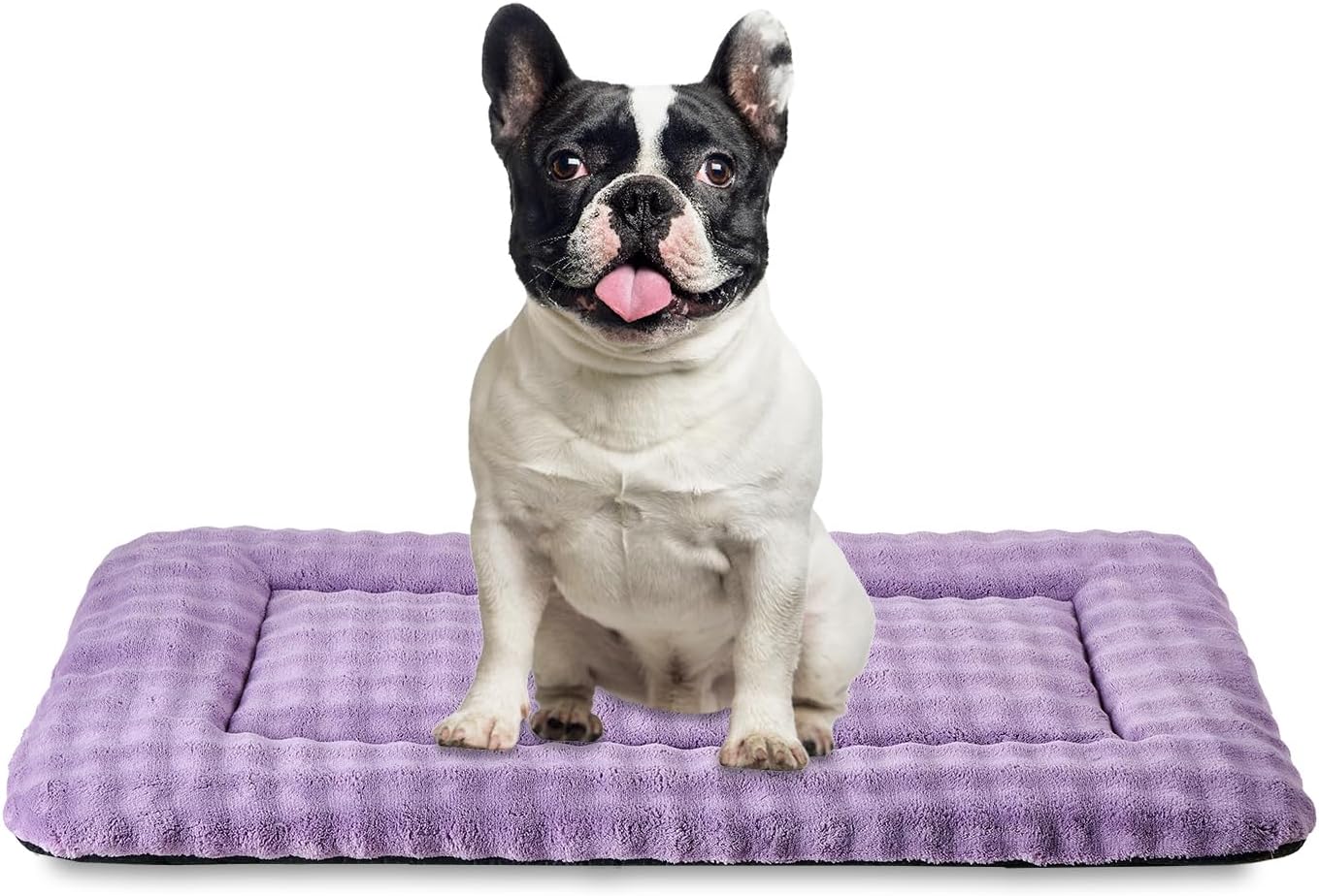 Dog Bed Mat Crate Pad for Medium Dogs, Washable Soft Pet Sleeping Mat Kennel Pad with 3D Bubble Pattern, Dusty Purple, 30"x 19"