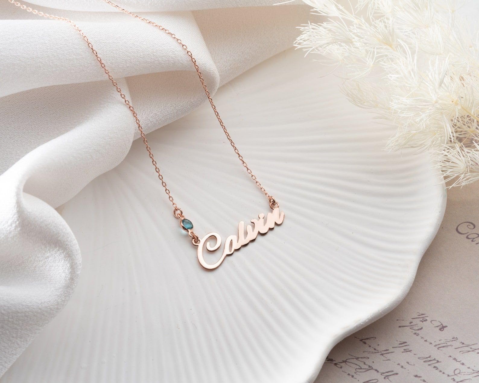 Delicato collana con pietra portafortuna con nome e pietra portafortuna personalizzato con nome Festa della Mamma Natale anniversario compleanno