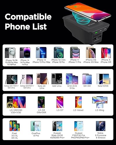 Miniatura 3 de Cargador de teléfono inalámbrico de coche para Volvo 2017-2025 XC90 XC60 S90 S60 V90 V60 2025 2024 2023 2022 2021 2020 2019 2018 2017 Accesorios de