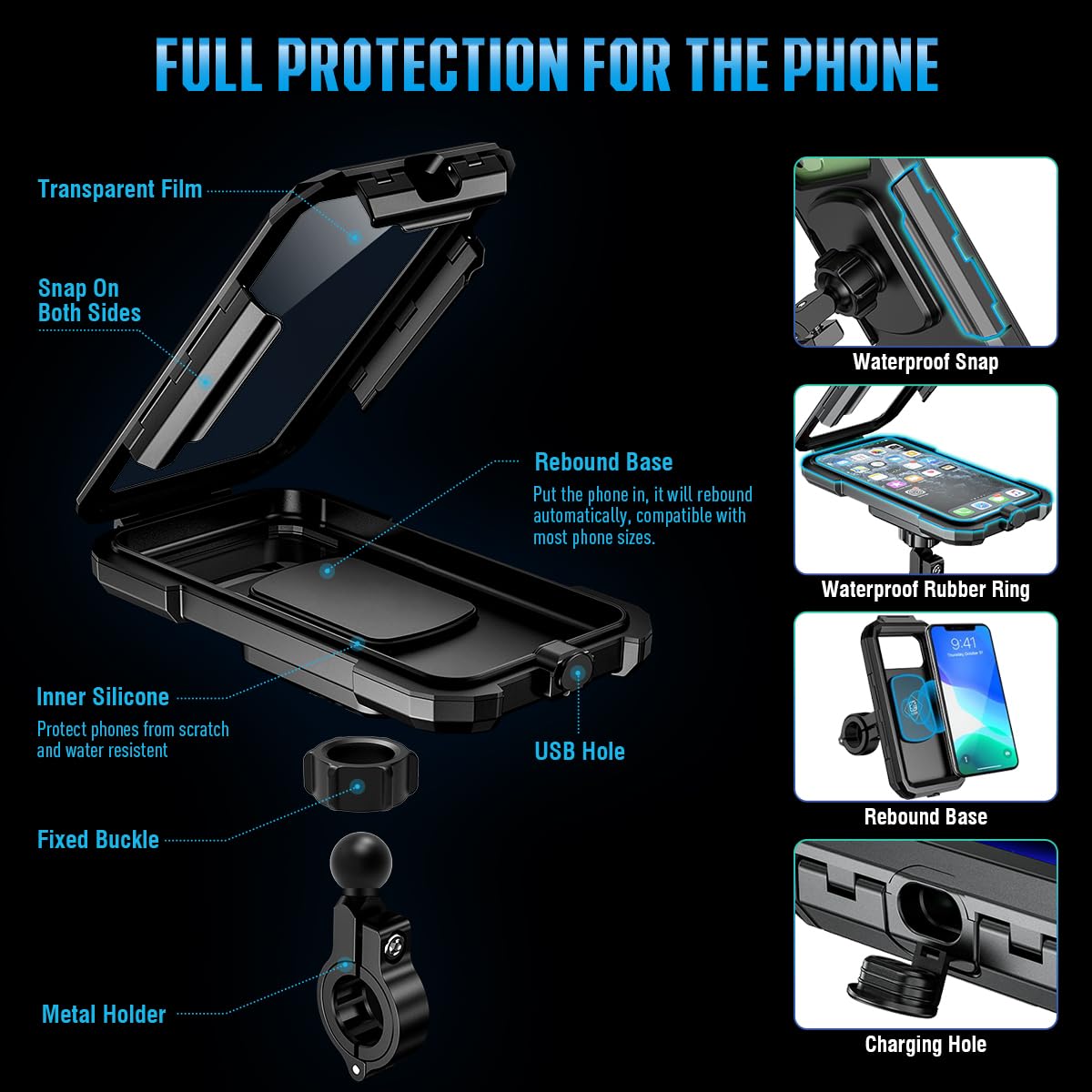 Waterproof Bike Phone Holder With 360° Rotation | Universal Motorcycle - View #9