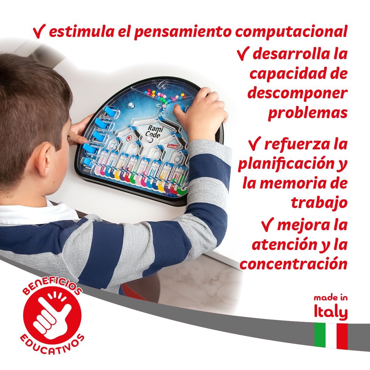 Quercetti Rami Code Juguetes Niños 5 Años hasta los 10 Años, Aprende Coding y Pensamiento Lógico, Juego de Mesa Stem Preescolar, Manualidades Niños, Juegos Educativos Niños 5 Años, Made in Italy