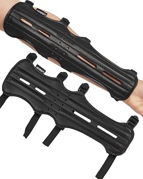 TOPARCHERY 12" Cow Leather Arm Guard Protector with 4 Adjustable Straps
