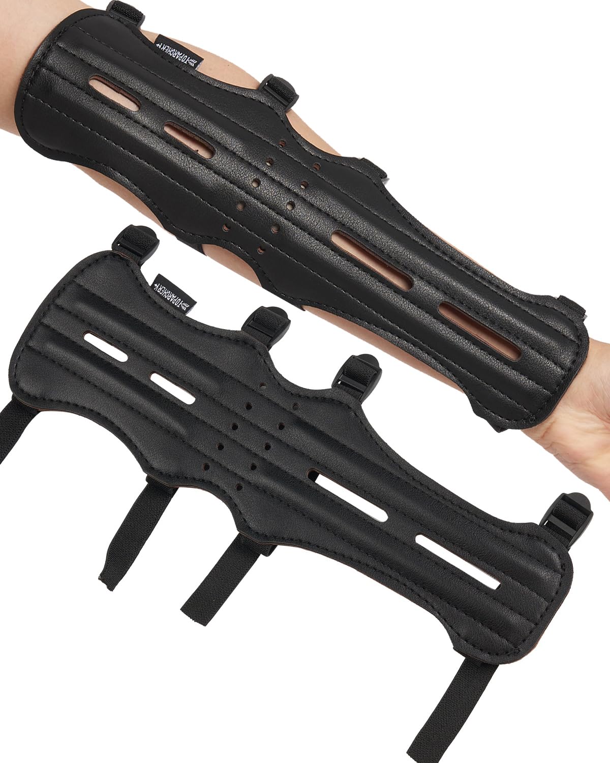 TOPARCHERY 12" Cow Leather Arm Guard Protector with 4 Adjustable Straps