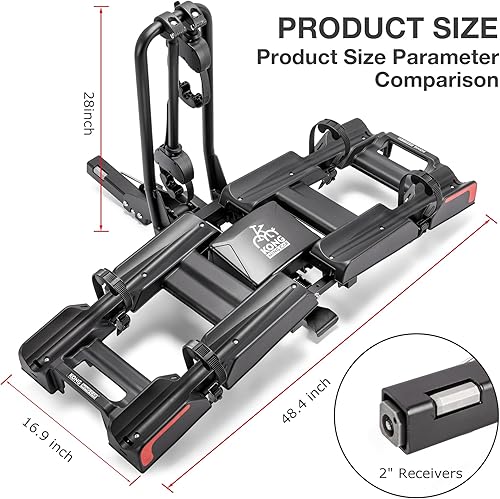Miniatura 5 de Soporte para bicicleta eléctrica de enganche de 200 libras de capacidad, bastidor plegable inclinable para bicicletas - Portabicicletas para