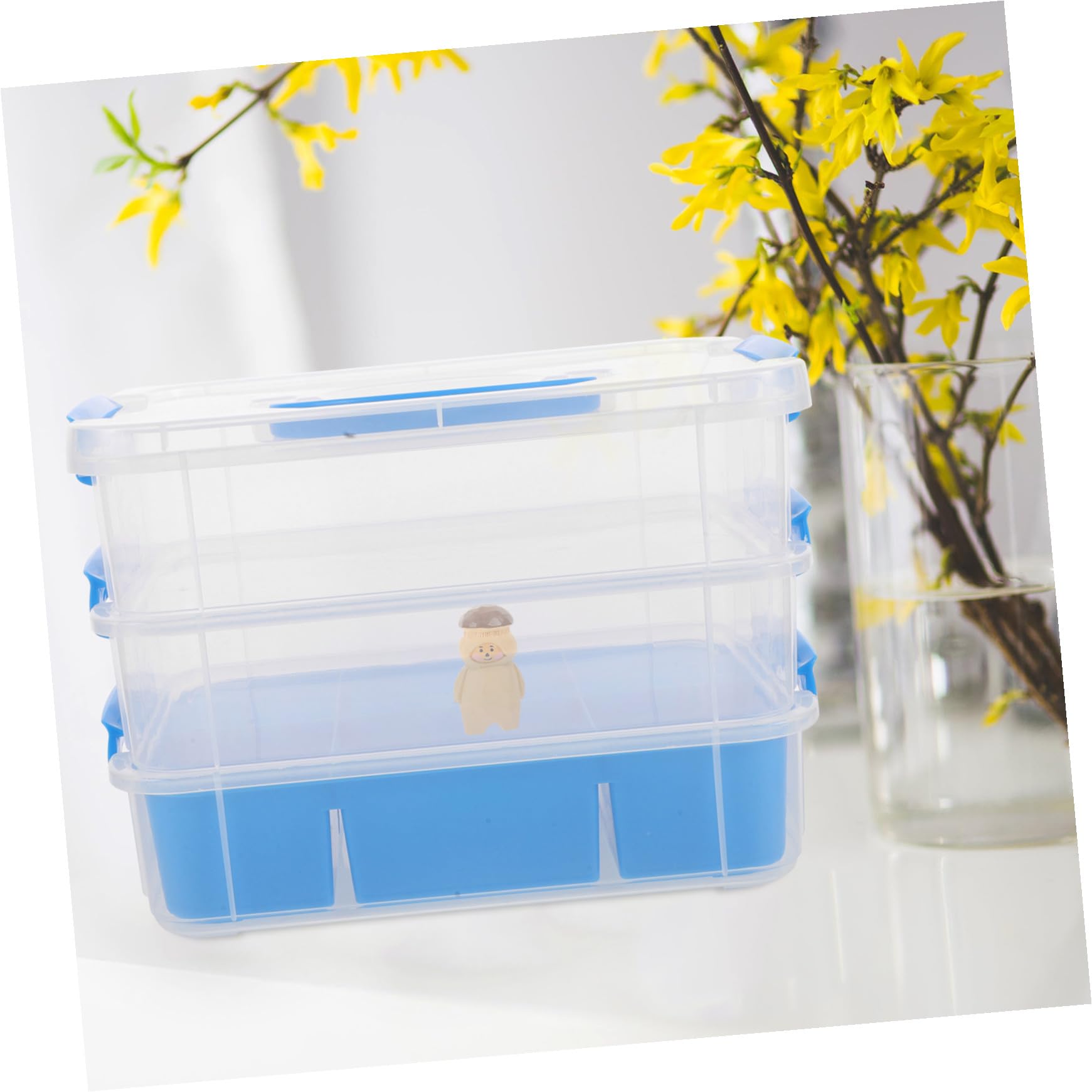 VICASKY Aufbewahrungsbox Kunststoff für Deckel Stapelbare mit Kleinteile aus Mehrfach Unterteiltes Design Tragbar für Büro Schule oder Reise