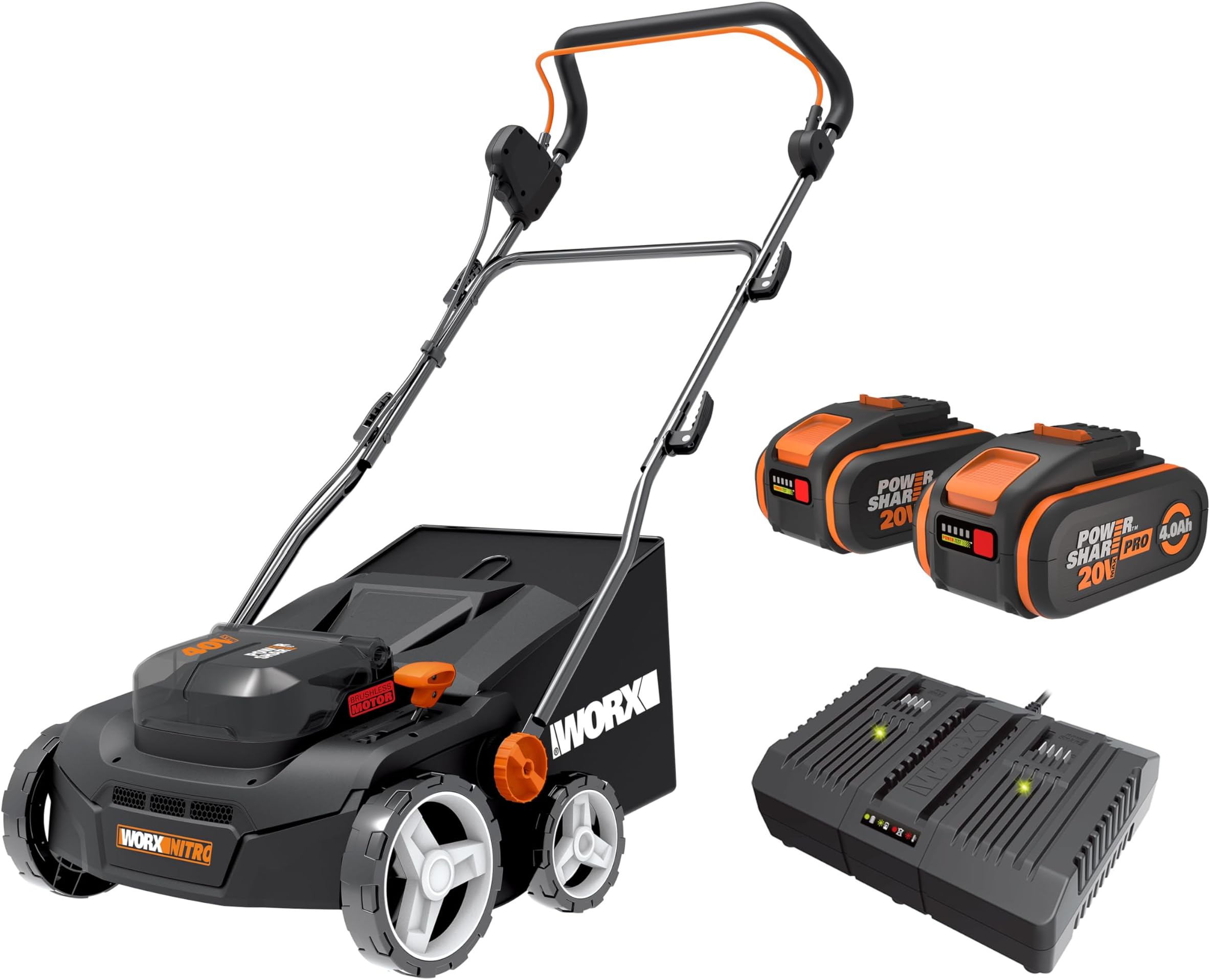 WORX Nitro Akku Vertikutierer & Rasenlüfter WG855E.9 bis zu 400