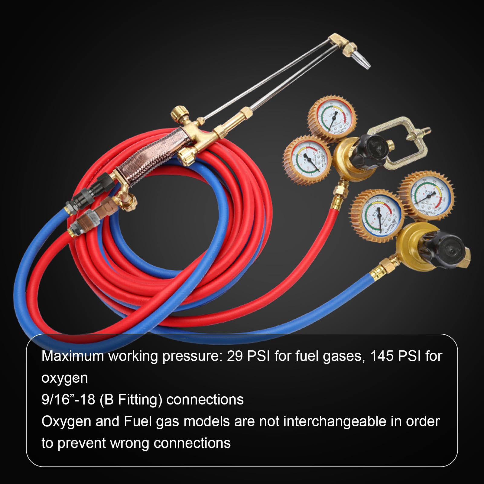 Juego de accesorios de conexión rápida de manguera de acetileno de oxiacetileno, kit de antorcha de oxígeno y acetileno, juego de acopladores de manguera de conexión rápida con mecanismo seguro de