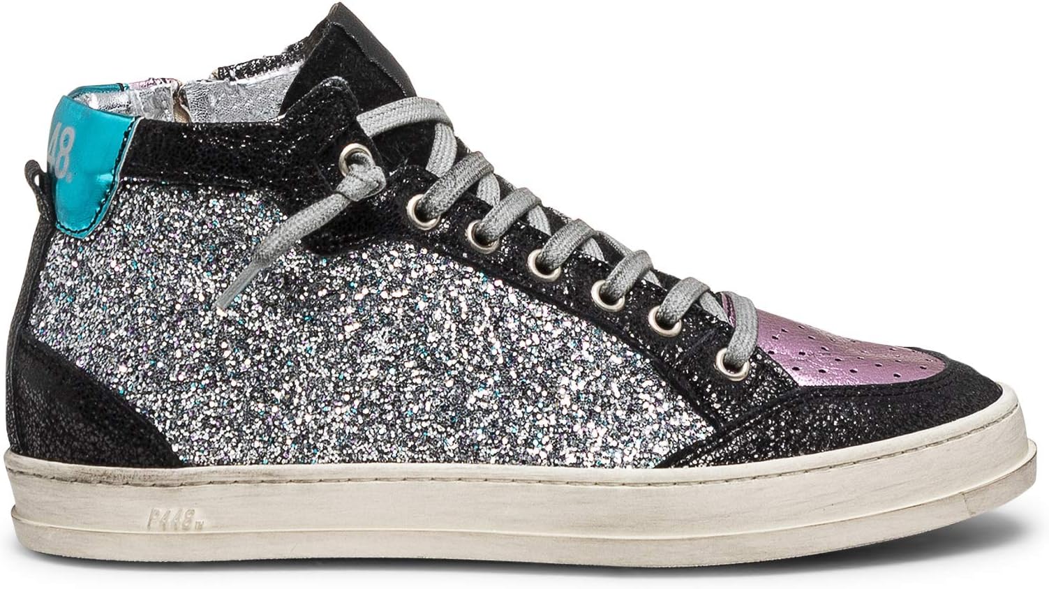 P448 Women's LoveBS Italian Leather GLTEC Silver Sneaker