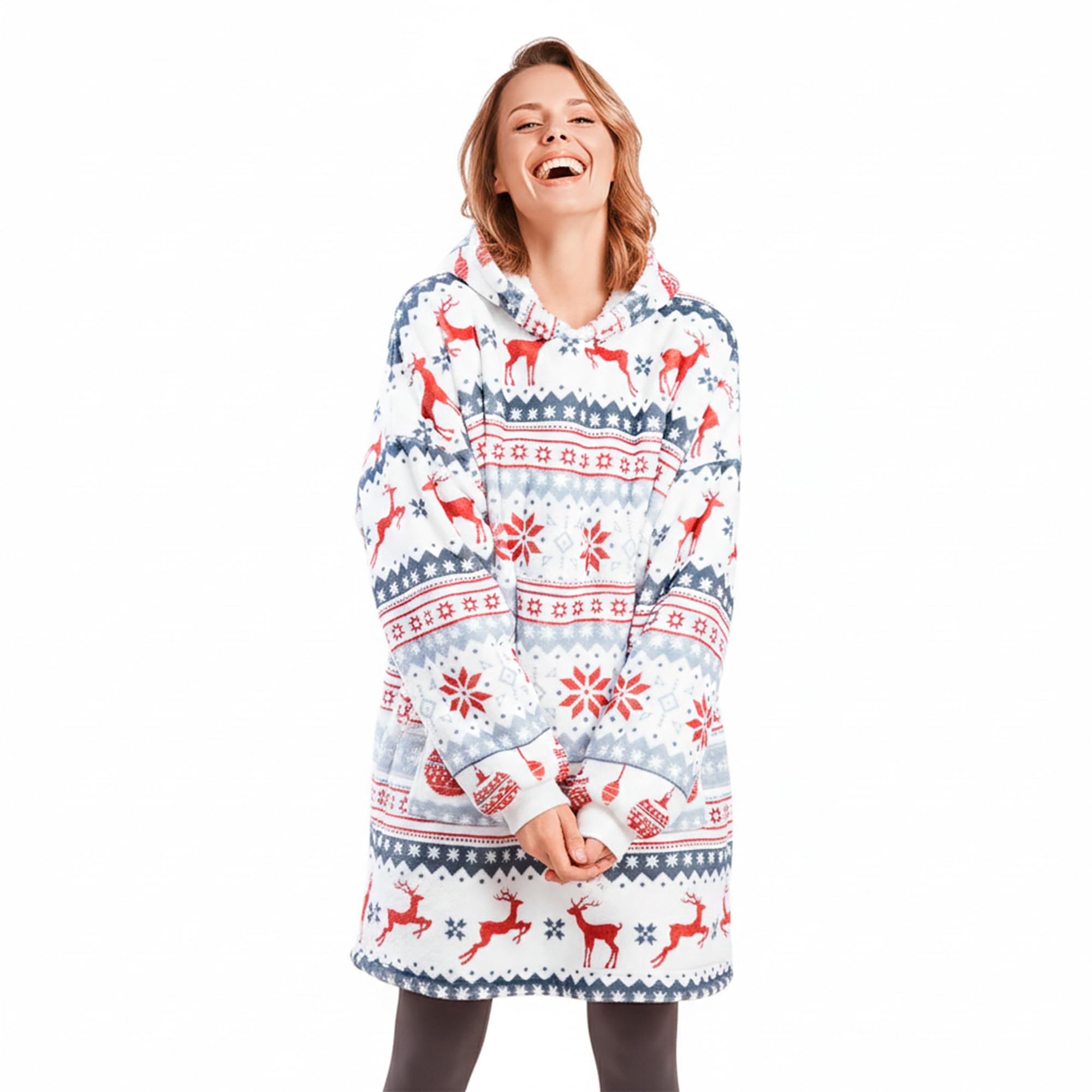 Easylife Lifestyle Solutions Unisex Pattern Easylife Snuggle Hoodie (Pattern) Wearable Blanket Hoodie For Indoor & Outdoor Use, Sherpa Fleece Lining, Front Pocket & Arms, One Size Fits All, Machine Washable - Fully Guaranteed